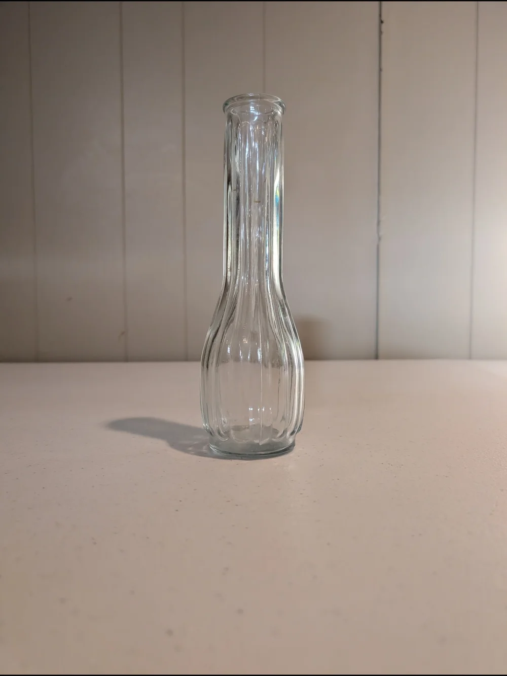 Clear Glass Bud Vase - Elegant Ribbed Design